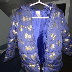Puffer jacket with gold design